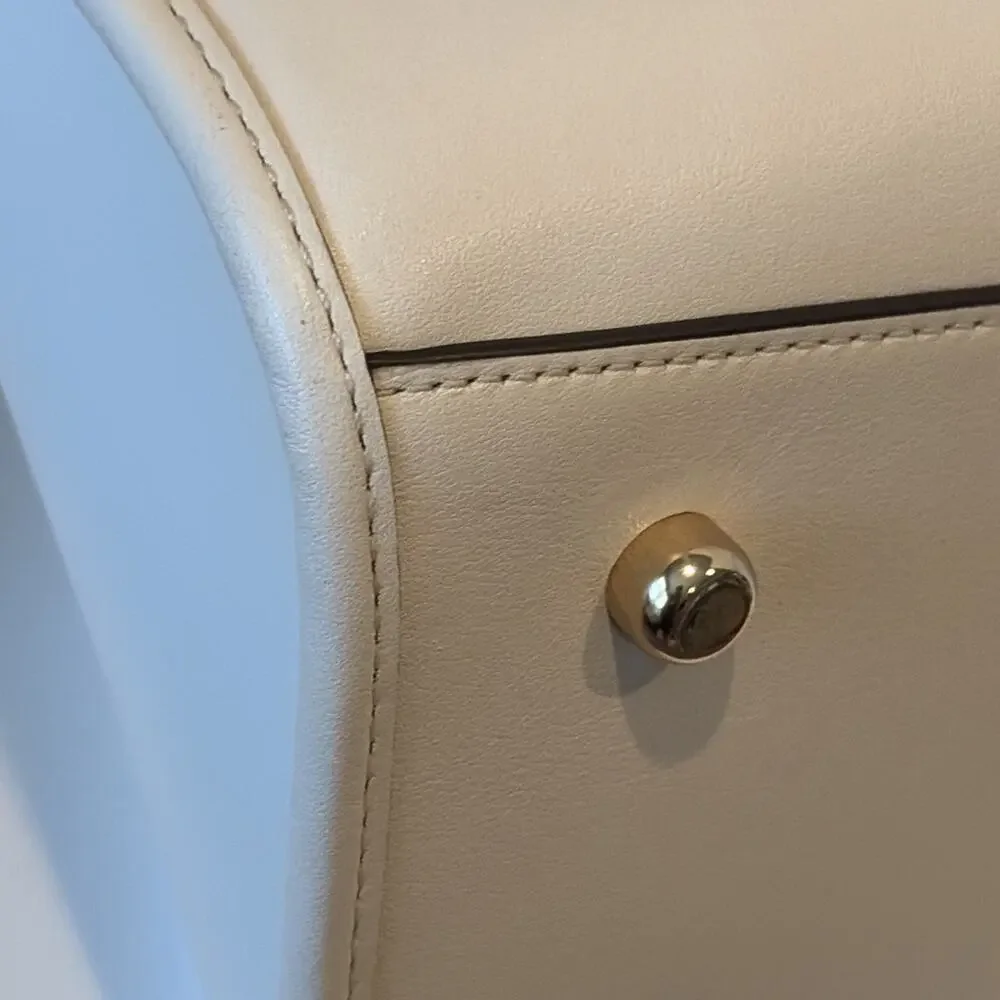 Coach Ivory/cream leather handbag with gold accent EUC Used Once f47300